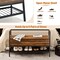 Rustic Brown Industrial Shoe Bench with Storage Space and Metal Handrail